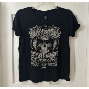 Torrid Skull Rock N Roll Forever Goth Black Short Sleeve T Shirt M/L (Torrid 00)